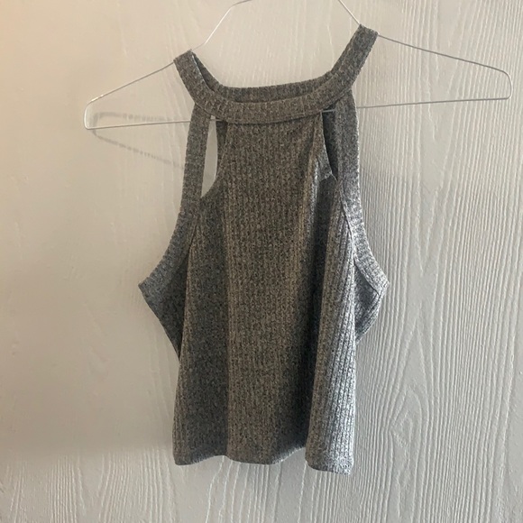 Charlotte Russe Grey Crop Top with slits - Picture 1 of 1